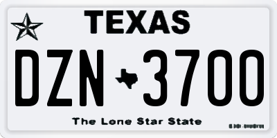 TX license plate DZN3700