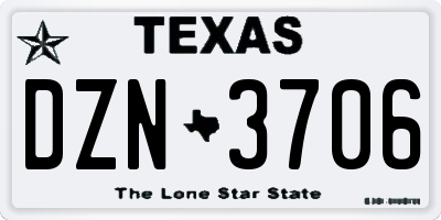 TX license plate DZN3706