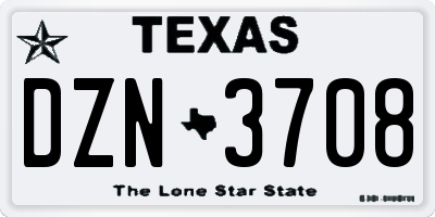 TX license plate DZN3708