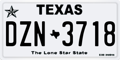 TX license plate DZN3718