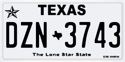TX license plate DZN3743