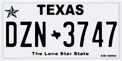TX license plate DZN3747