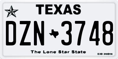 TX license plate DZN3748