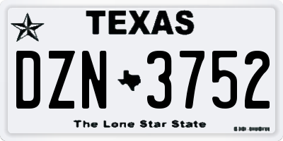 TX license plate DZN3752