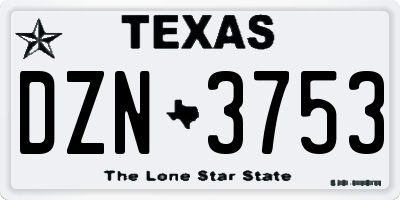 TX license plate DZN3753