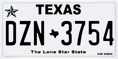 TX license plate DZN3754