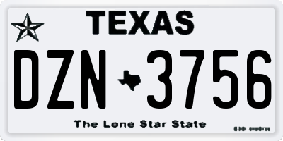 TX license plate DZN3756