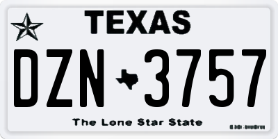 TX license plate DZN3757