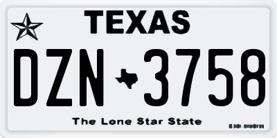 TX license plate DZN3758