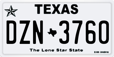 TX license plate DZN3760