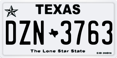 TX license plate DZN3763