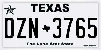TX license plate DZN3765