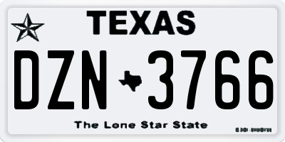 TX license plate DZN3766