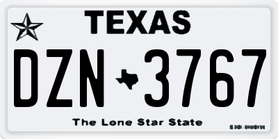TX license plate DZN3767
