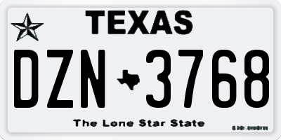 TX license plate DZN3768