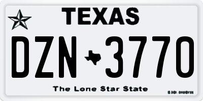 TX license plate DZN3770