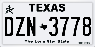 TX license plate DZN3778