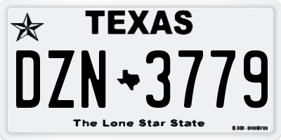 TX license plate DZN3779