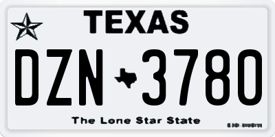 TX license plate DZN3780