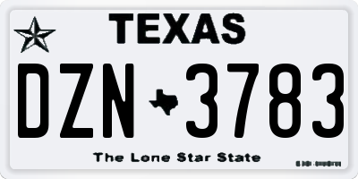 TX license plate DZN3783