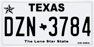 TX license plate DZN3784