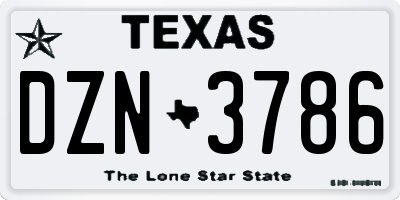 TX license plate DZN3786