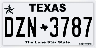 TX license plate DZN3787