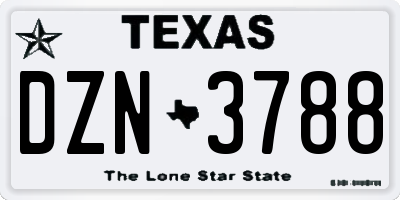 TX license plate DZN3788