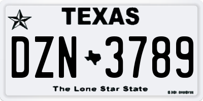 TX license plate DZN3789