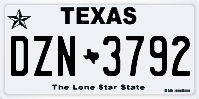 TX license plate DZN3792