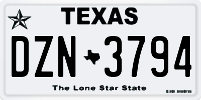 TX license plate DZN3794