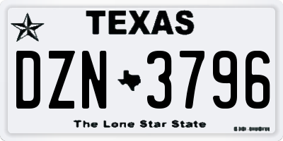 TX license plate DZN3796