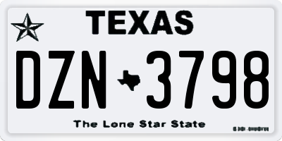 TX license plate DZN3798