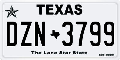 TX license plate DZN3799