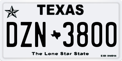 TX license plate DZN3800