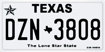 TX license plate DZN3808