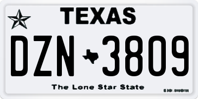 TX license plate DZN3809