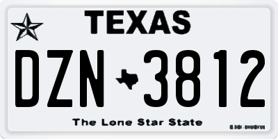 TX license plate DZN3812