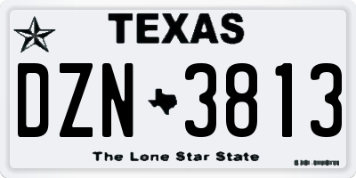 TX license plate DZN3813