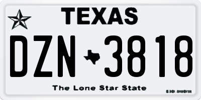 TX license plate DZN3818
