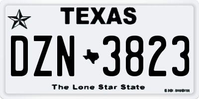 TX license plate DZN3823