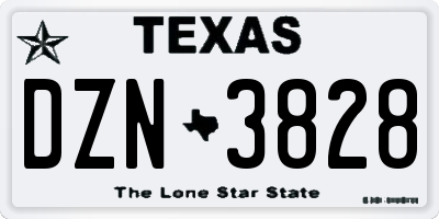 TX license plate DZN3828