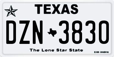 TX license plate DZN3830