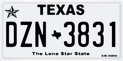 TX license plate DZN3831