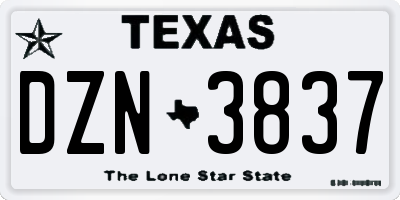 TX license plate DZN3837