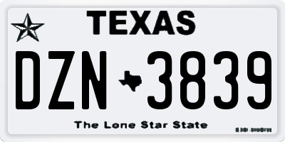 TX license plate DZN3839