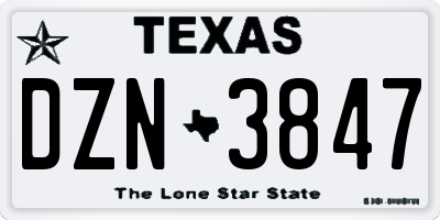 TX license plate DZN3847