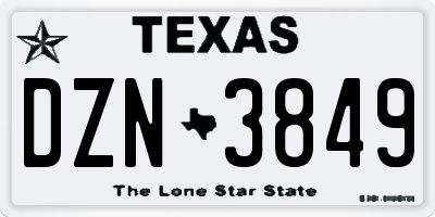 TX license plate DZN3849