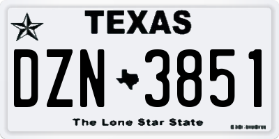 TX license plate DZN3851