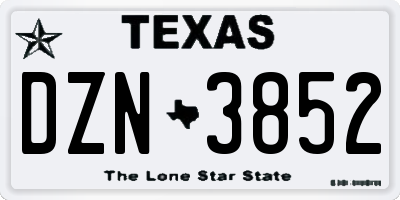 TX license plate DZN3852